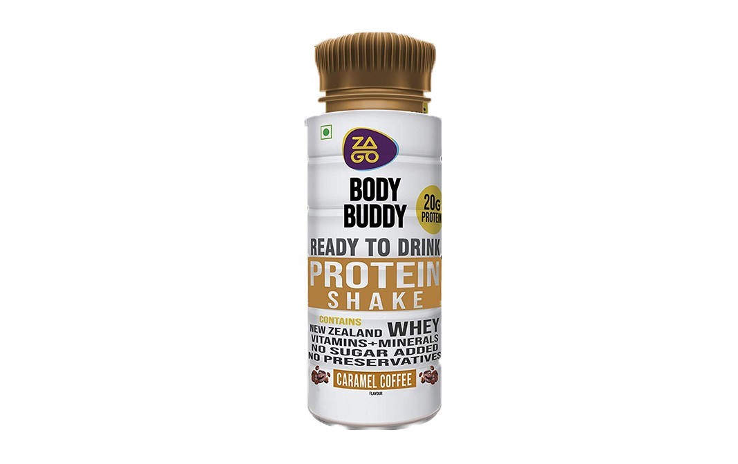 Za Go Body Buddy Protein Shake, Caramel Coffee Flavour   Bottle  330 millilitre